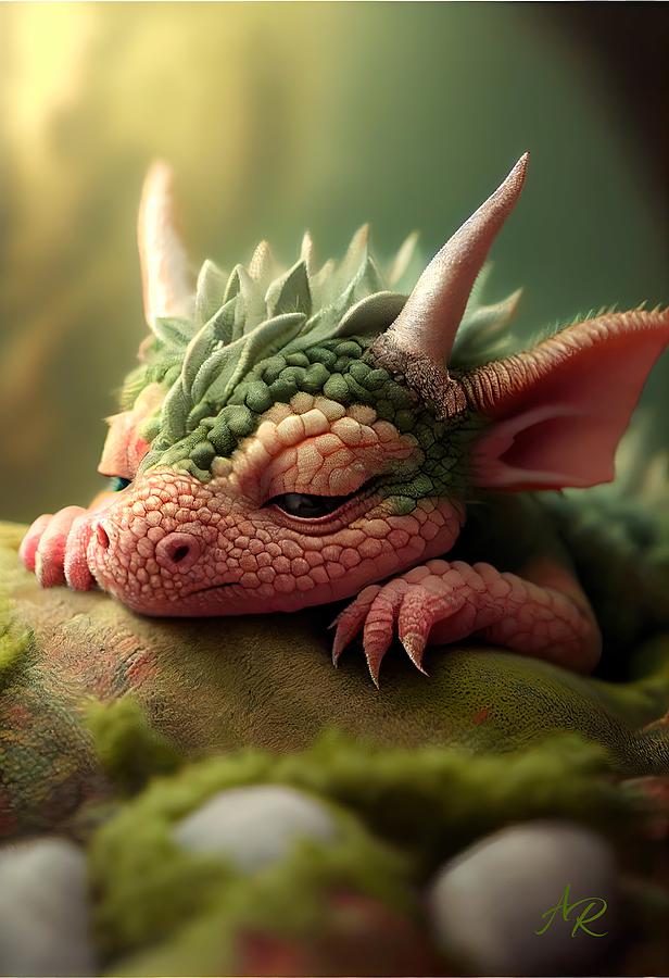 Tired Baby Dragon Digital Art by Adrian Reich