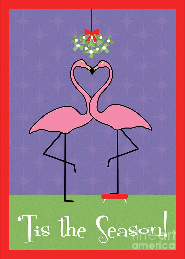 Tis the Season Flamingos Digital Art by Donna Mibus