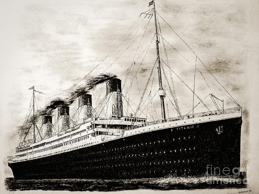 Titanic at sea Drawing by Michael McCormack