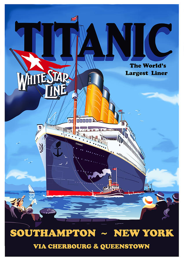 Titanic, cruiser, vintage travel poster Painting by Long Shot
