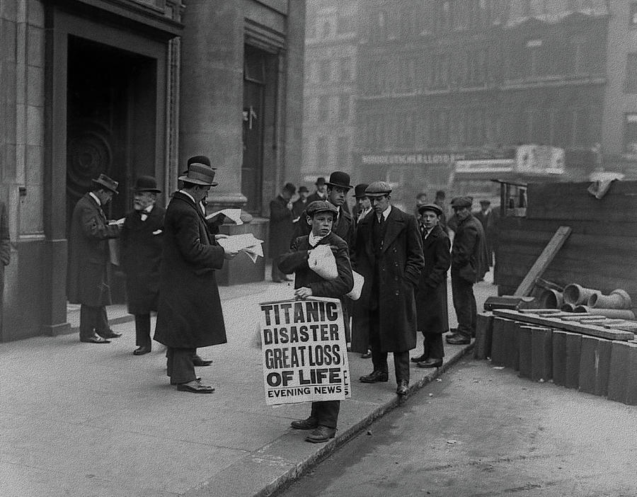 Titanic Disaster -  Great Loss Of Life - Paperboy In London - 1912 Photograph by War Is Hell Store