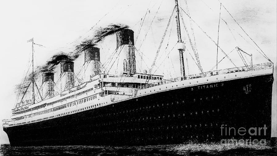 Titanic wide-angle sketch Drawing by Michael McCormack