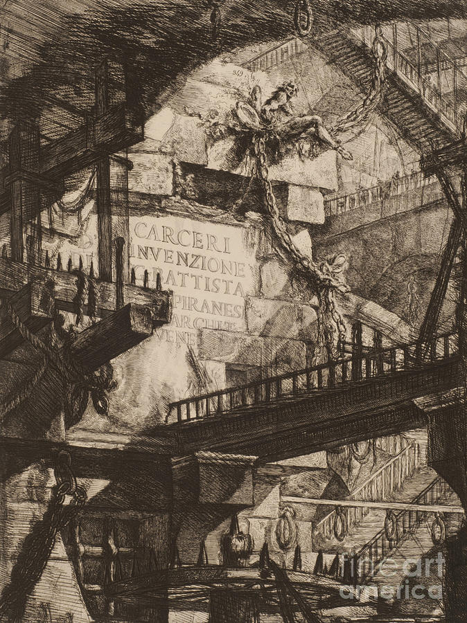 Architecture Drawing - Title Plate, Plate I from Imaginary Prisons, 1750 by Giovanni Piranesi