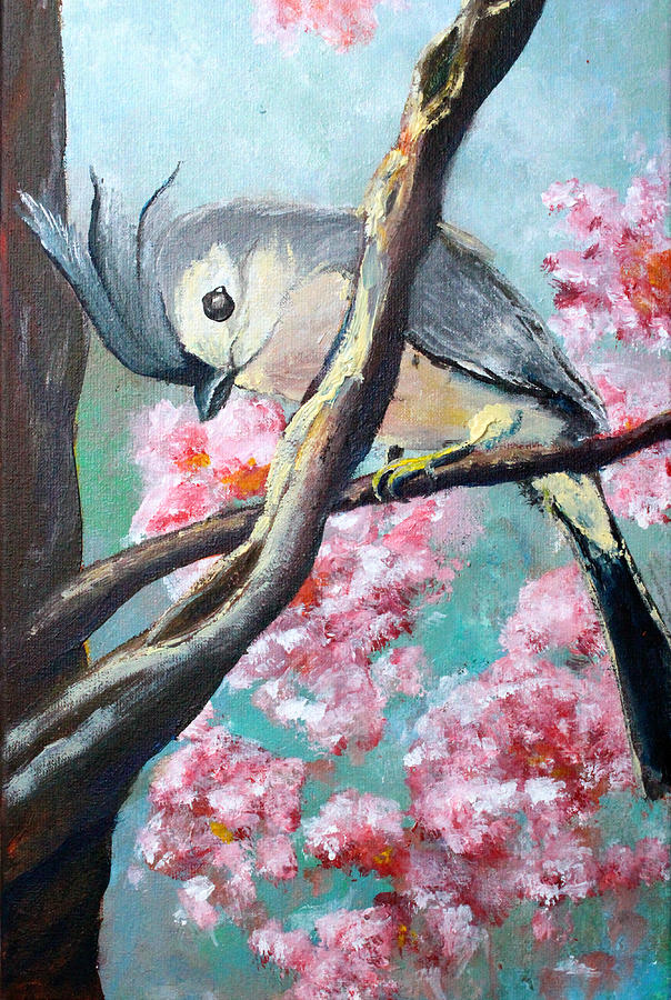 Titmouse Painting by Medea Ioseliani