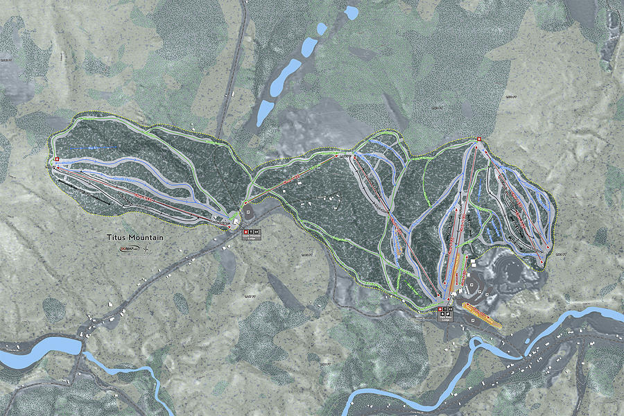 Titus Mountain Ski Resort Map Digital Art By Powder Addicts - Pixels