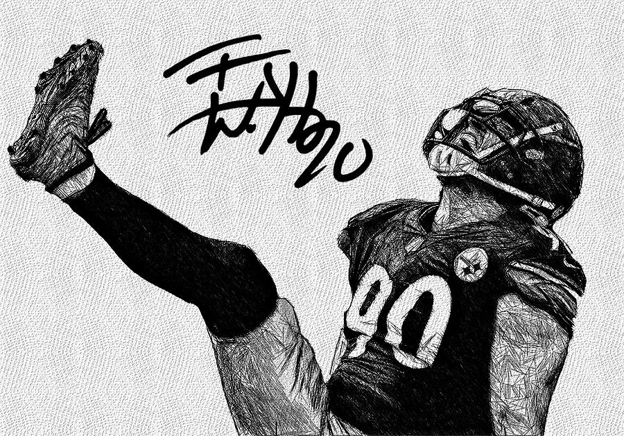 T.J. Watt Steelers WLB sketch Digital Art by Bob Smerecki Fine Art