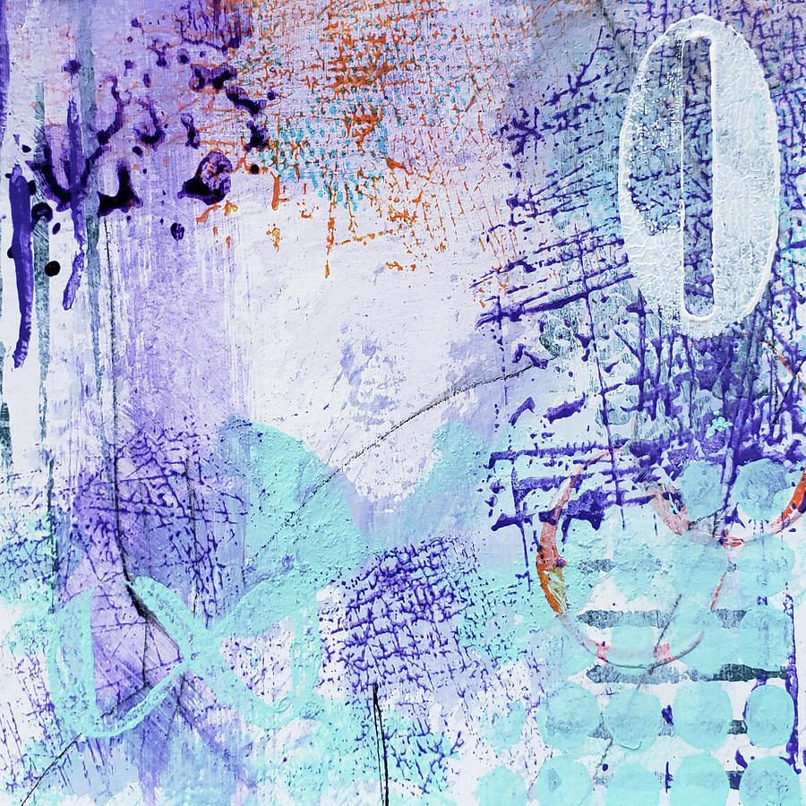 TO INFINITY AND BEYOND Tropical Abstract Painting Purple Aqua Blue Orange Painting by Lynnie Lang
