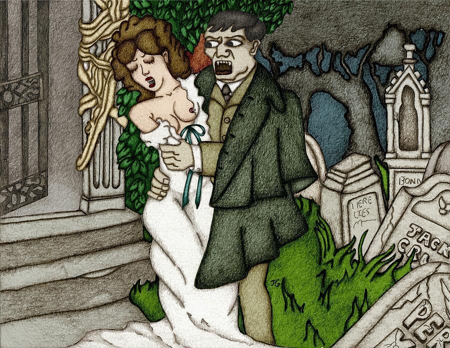 Dark Shadows Drawing - To Make You My Bride At All Cost Colored Version by James Griffin