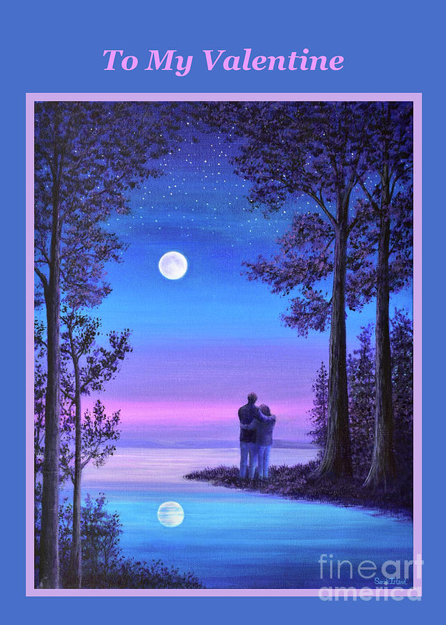 To My Valentine - Gazing at the Moon Painting by Sarah Irland