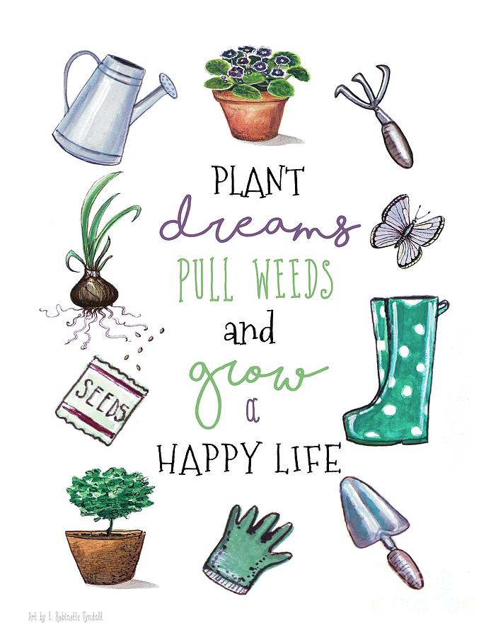 Grow a Happy Life Painting by Elizabeth Robinette Tyndall