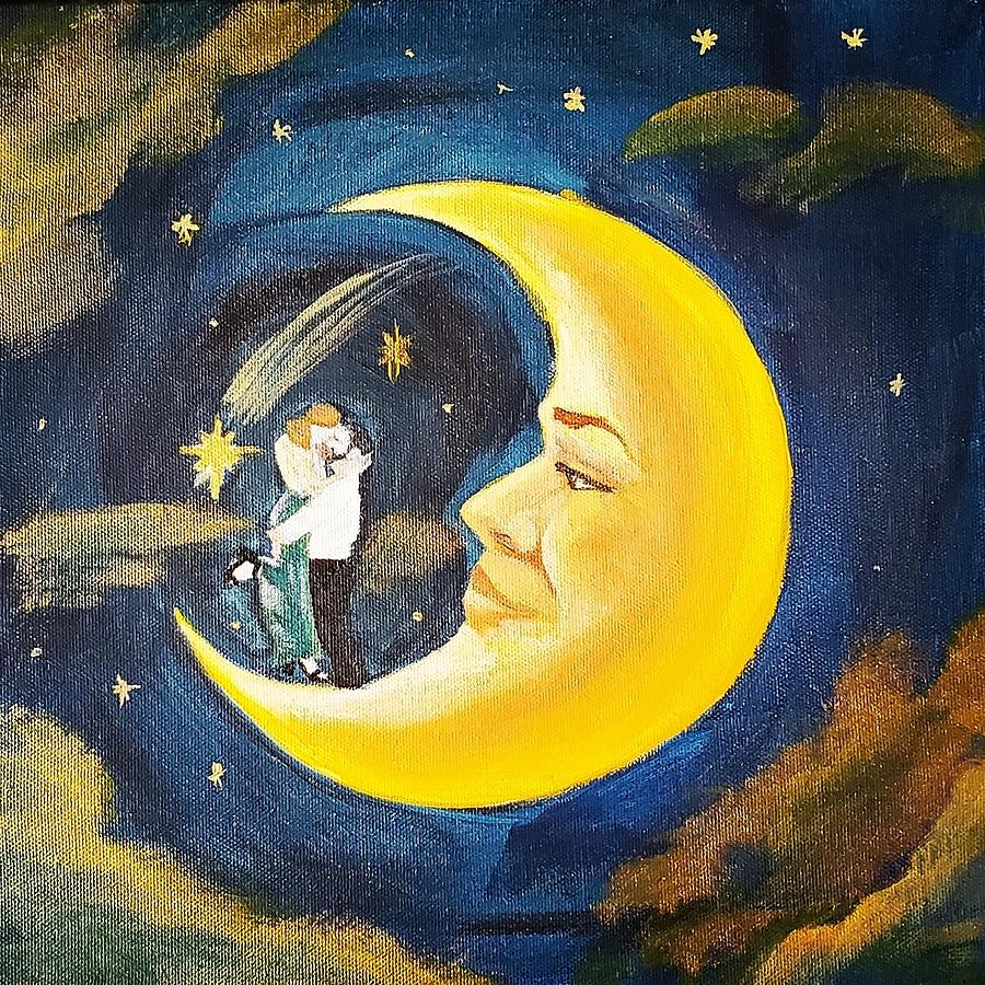 To the Moon and Back Painting by Amy Kuenzie