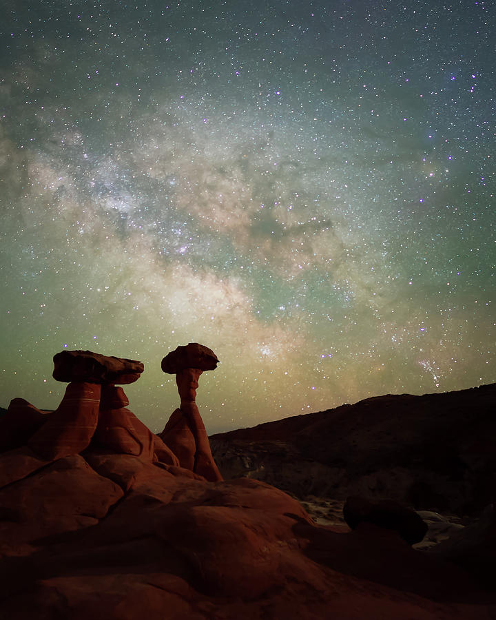 Toadstool Hoodoos with the Milky Way Photograph by Darrell DeRosia