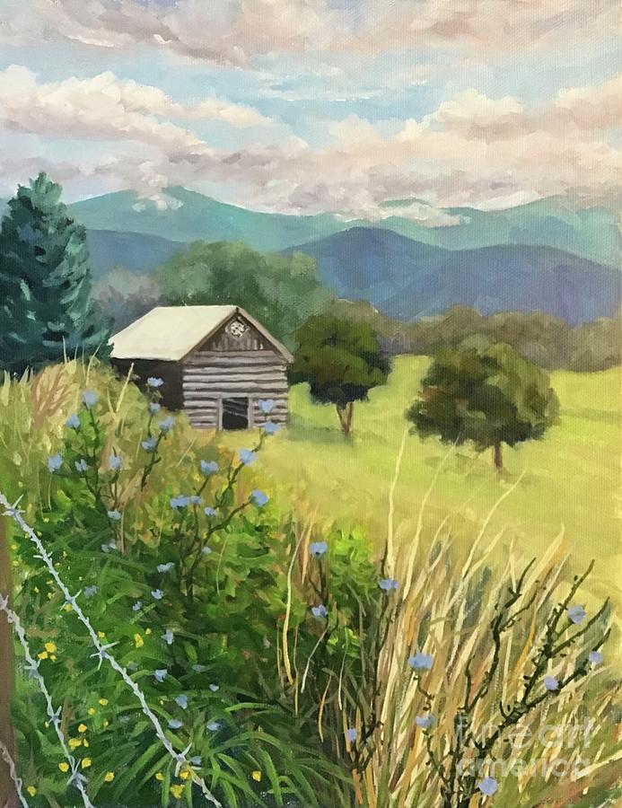 Tobacco Barn Painting by Anne Marie Brown