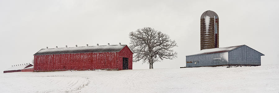 Tobacco shed farm scene in wintertime #2- Stoughton WI Photograph by Peter Herman