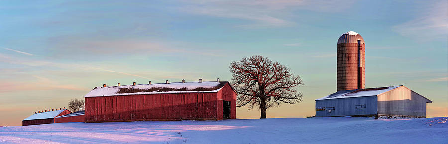 Tobacco shed farm scene in wintertime #1 - Stoughton WI Photograph by Peter Herman