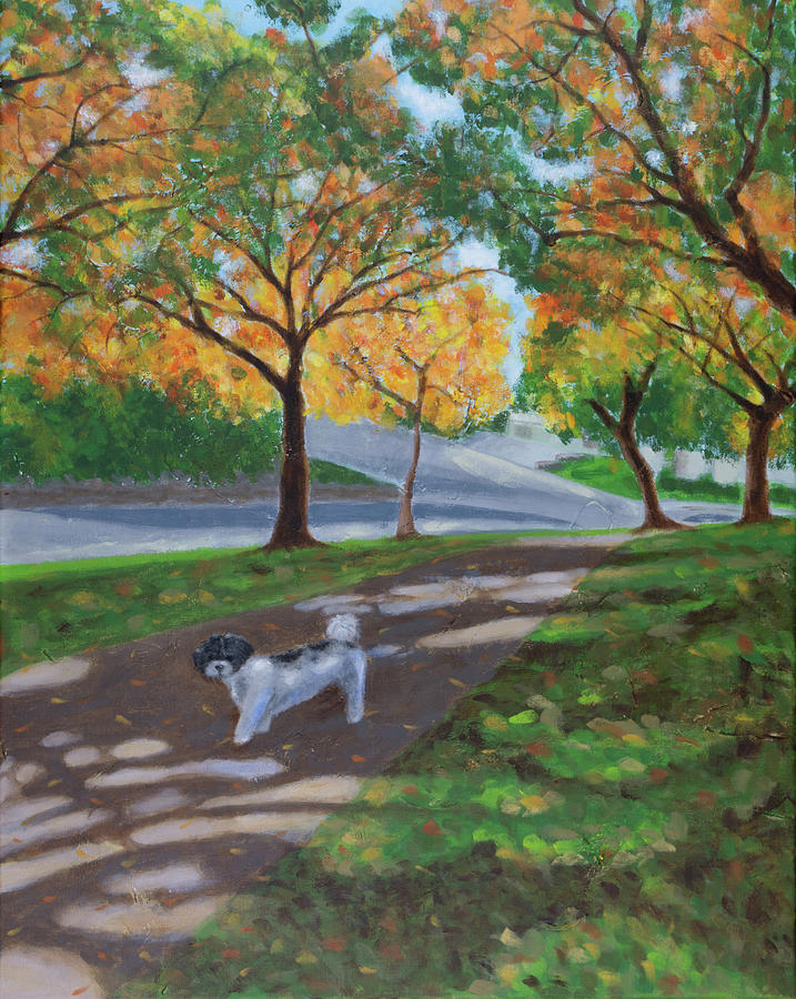 Toby at Park Painting by Janet Yu