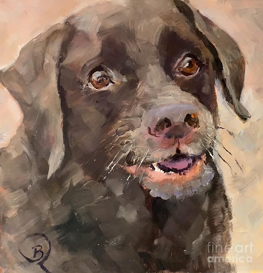 Toby the Chocolate Lab Painting by B Rossitto