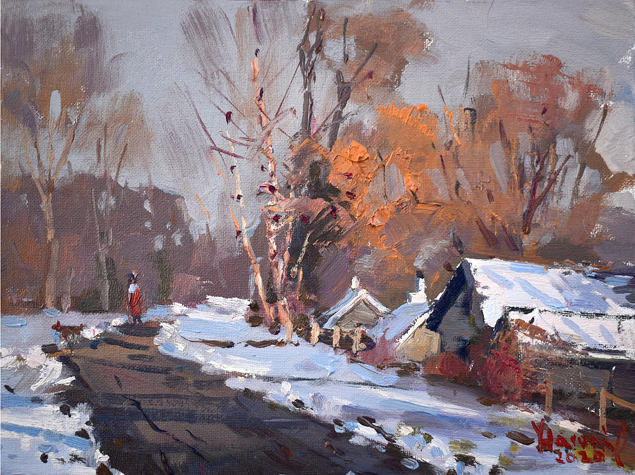 Snow Painting - Today At Mayors Park by Ylli Haruni Snow Painting - Today At Mayors Park by Ylli Haruni