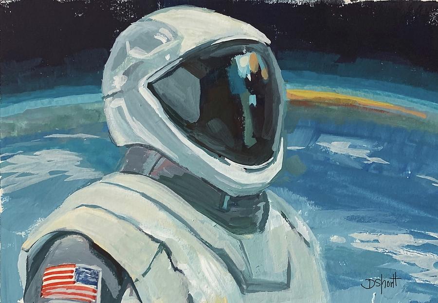 Astronaut Painting - Todays Astronaut cropped by Donna Shortt