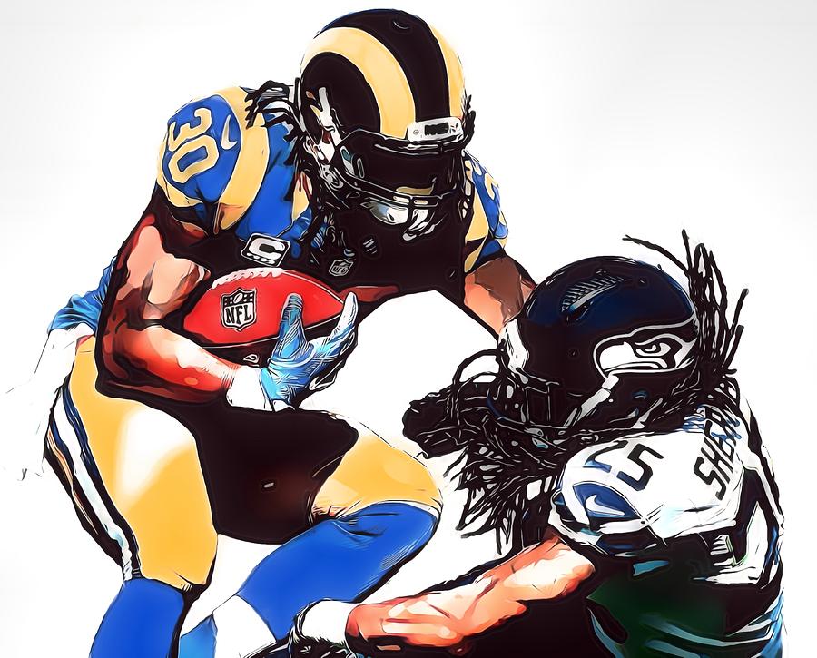 Todd Gurley LOS ANGELES RAMS OIL ART 2 by Joe Hamilton