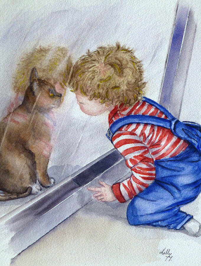 Toddlers Reflection Painting by Kelly Mills