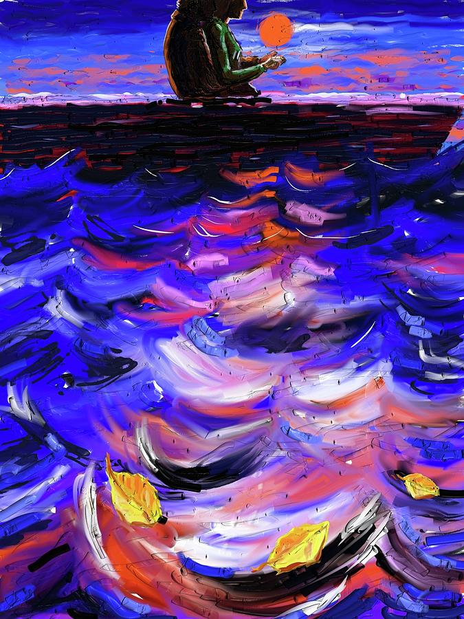 Sunset Digital Art - Together boating by Devin Hermanson