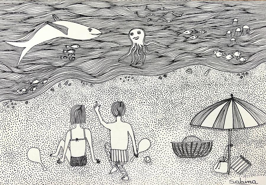 Holiday Drawing - Together on vacation by Sabina Puppo Holiday Drawing - Together on vacation by Sabina Puppo
