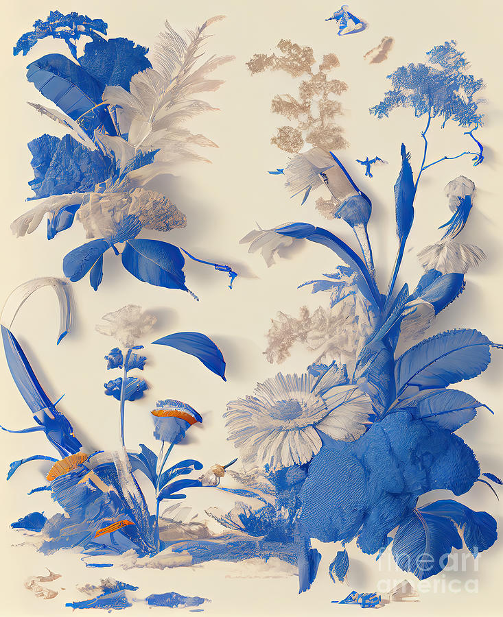 Blue Painting - Living Toile I #1 by Mindy Sommers