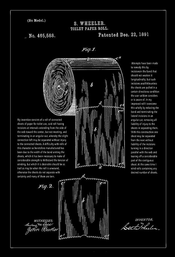 Toilet Paper Patent Drawing Digital Art by Carlos Diaz
