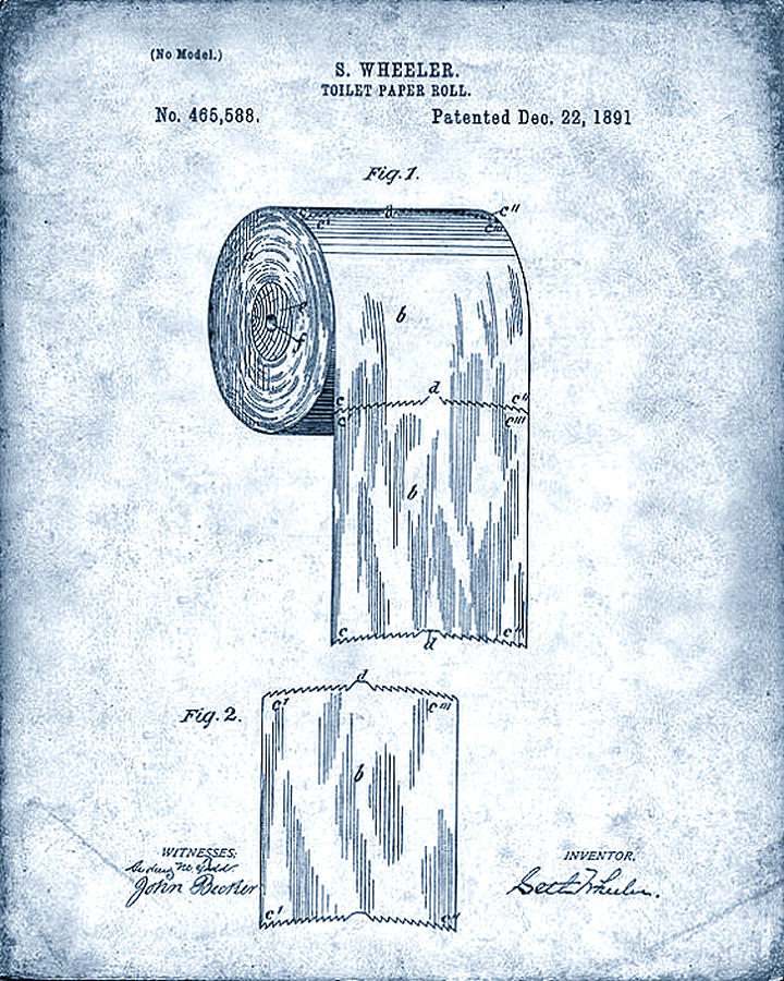 Toilet Paper Patent Mixed Media By Jas Stem 