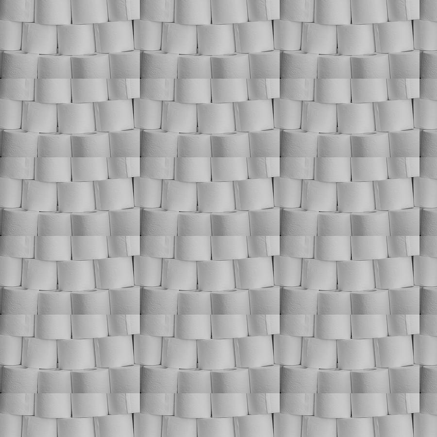 Toilet Paper Rolls Pattern in White Digital Art by Ali Baucom