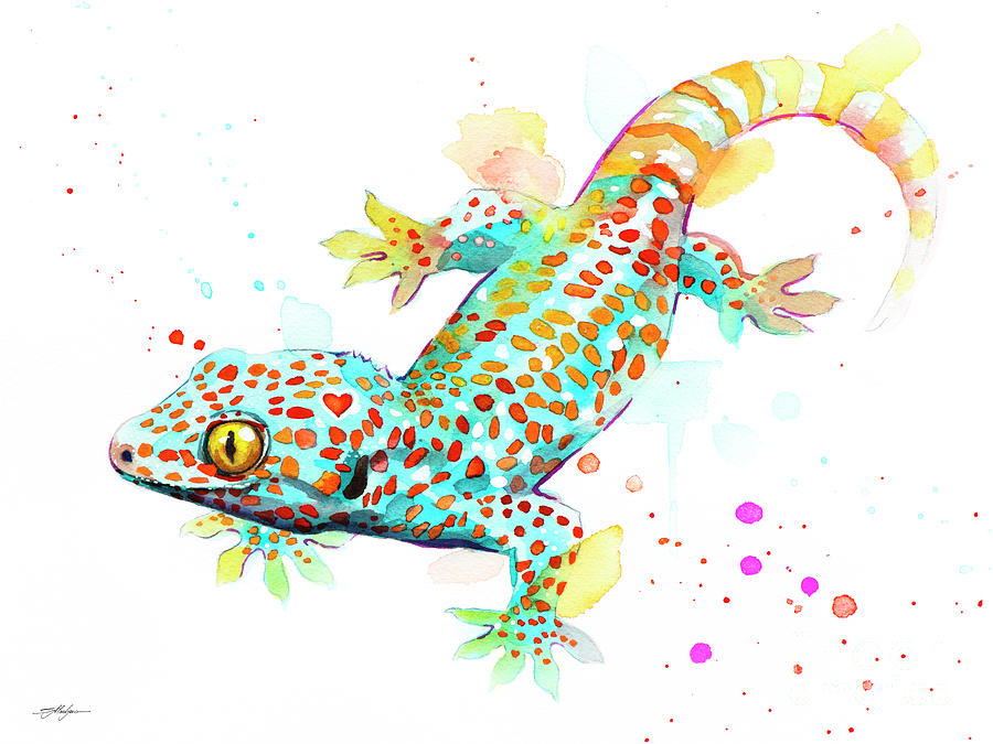 Tokay Gecko Painting By Slavi Aladjova Fine Art America