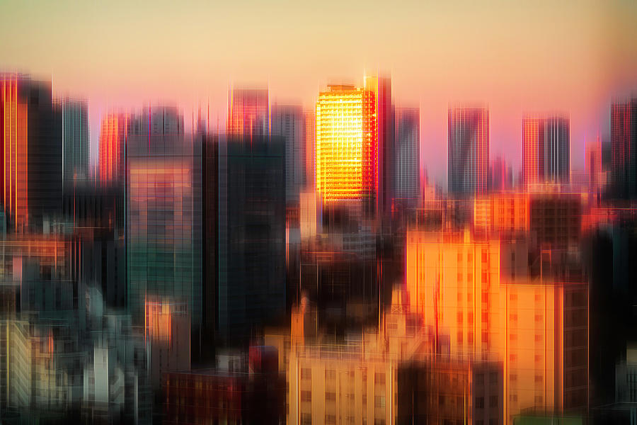 Tokyo Abstract Skyline at Sunset Photograph by Lindsay Thomson