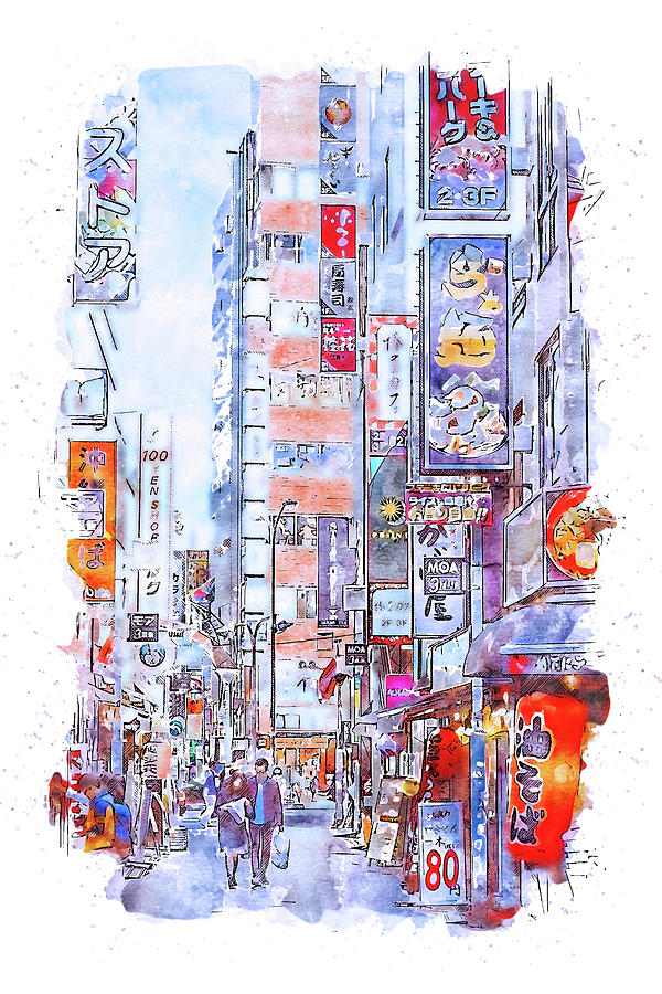 Tokyo Cityscape - 16 Painting by AM FineArtPrints