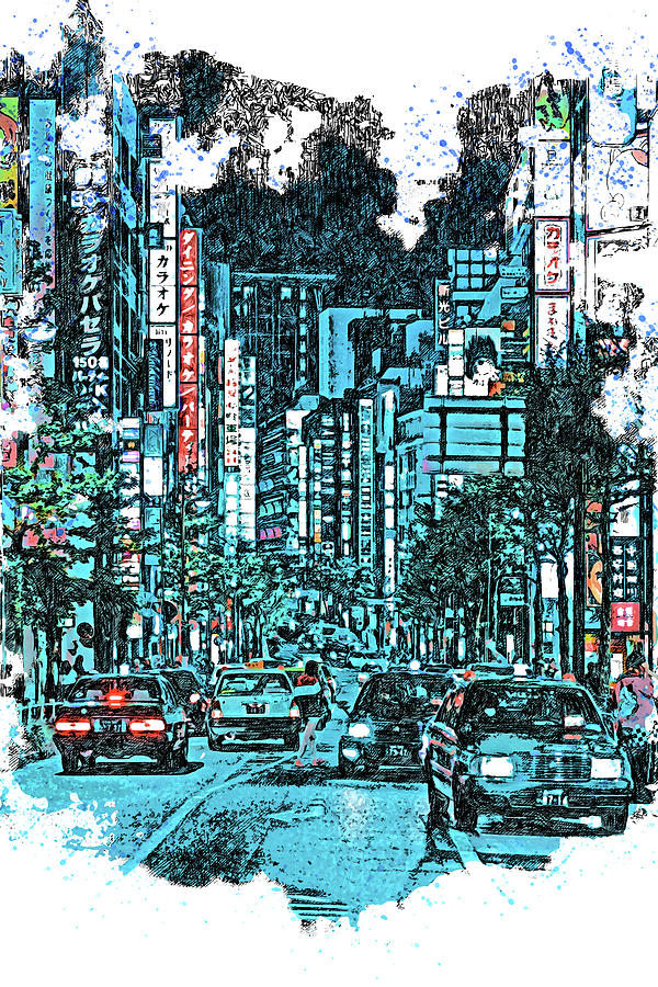 Tokyo Cityscape - 17 Painting by AM FineArtPrints
