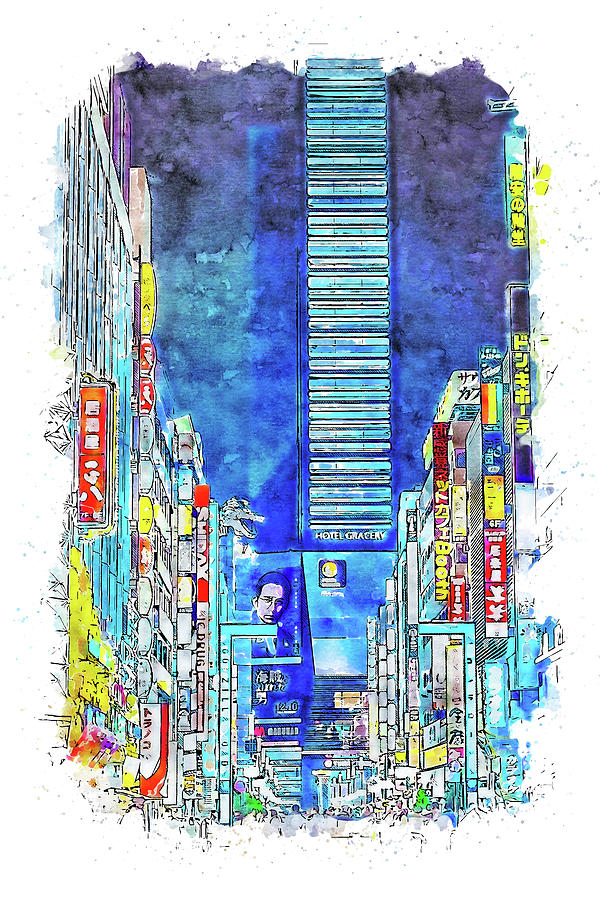Tokyo Cityscape - 18 Painting by AM FineArtPrints