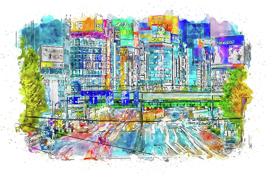 Tokyo Cityscape - 20 Painting by AM FineArtPrints