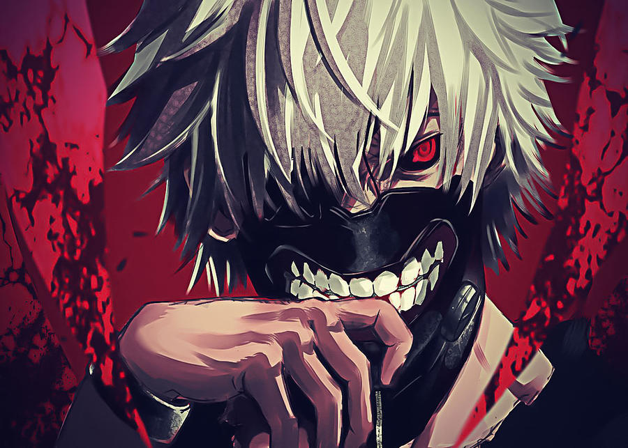 Tokyo ghoul red poster Digital Art by Michael Anime