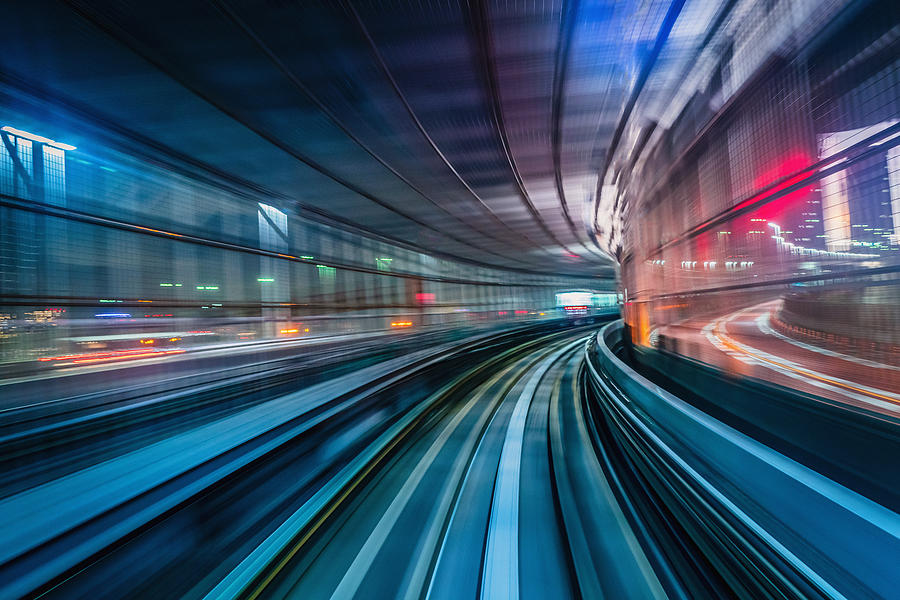 Tokyo Japan High Speed Train Tunnel Motion Blur Abstract Photograph by Mlenny