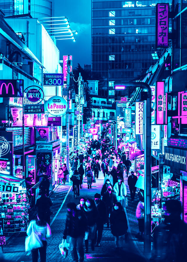 Tokyo Neon Night Onsen Culture Soaking Digital Art by Inny Shop - Fine ...