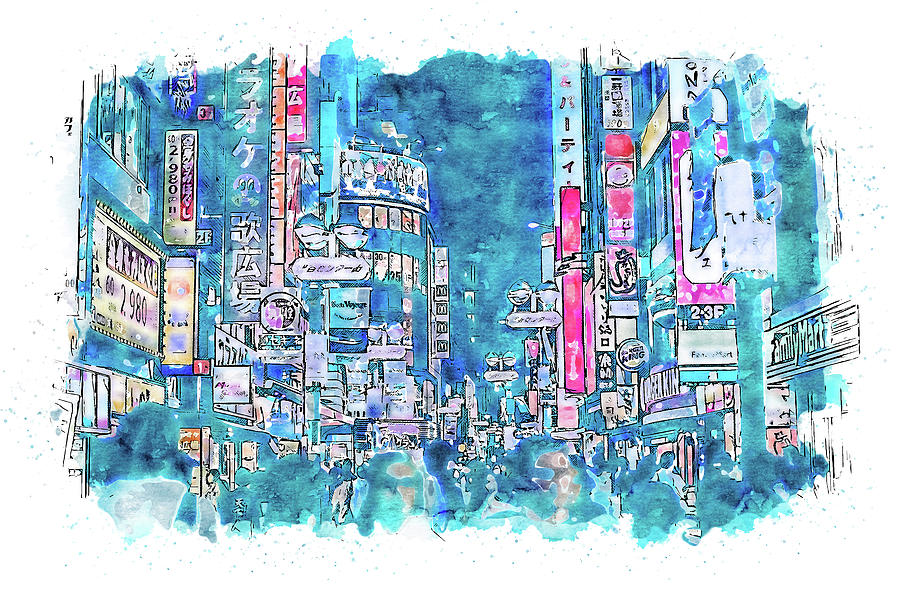 Architecture Painting - Tokyo Nights - 14 by AM FineArtPrints