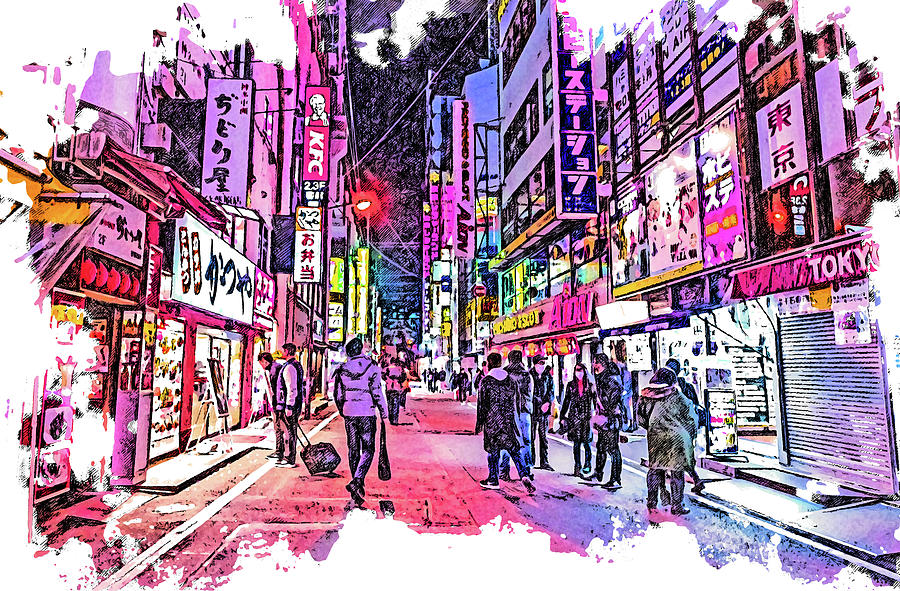 Tokyo Nights - 21 Painting by AM FineArtPrints