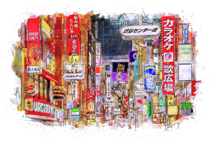 Tokyo Nights - 26 Painting by AM FineArtPrints