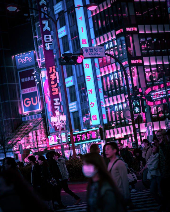 Tokyo Shinjuku night crossroad Photograph by Chan YY
