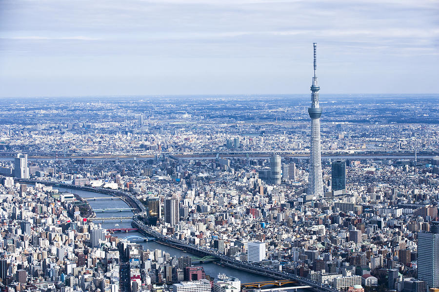 TOKYO SKYTREE and river scenery. Photograph by Kokouu