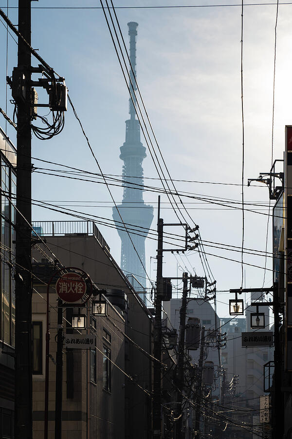 Tokyo Skytree Behind the Wires - Morning in Asakusa Photograph by Matthias Hauser Tokyo Skytree Behind the Wires - Morning in Asakusa Photograph by Matthias Hauser