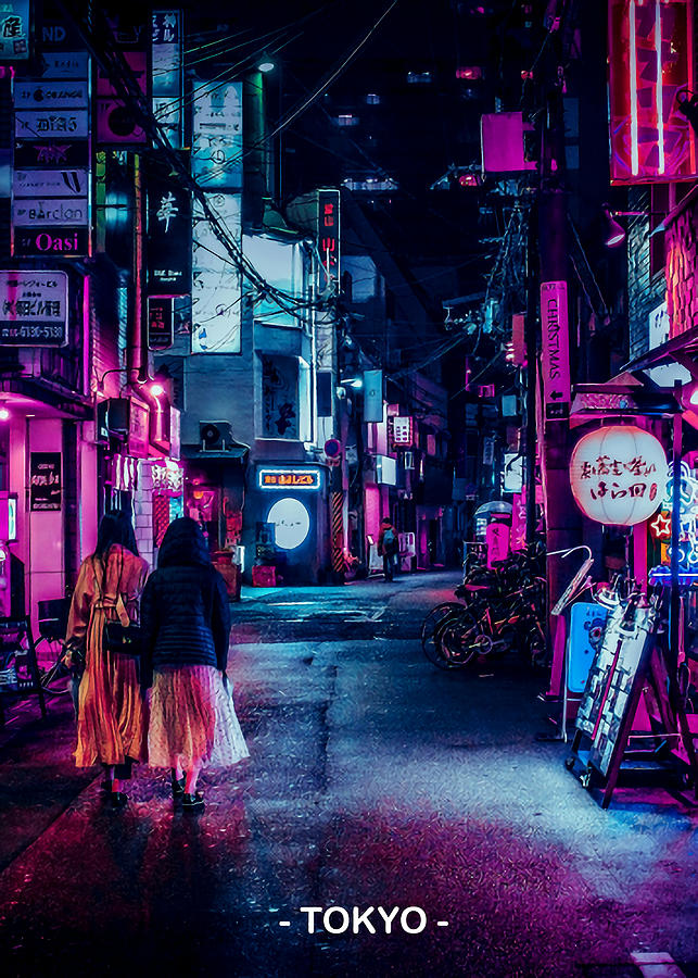 Tokyo Street Neon Synthwave Cherry Blossoms Beauty Digital Art by Inny ...