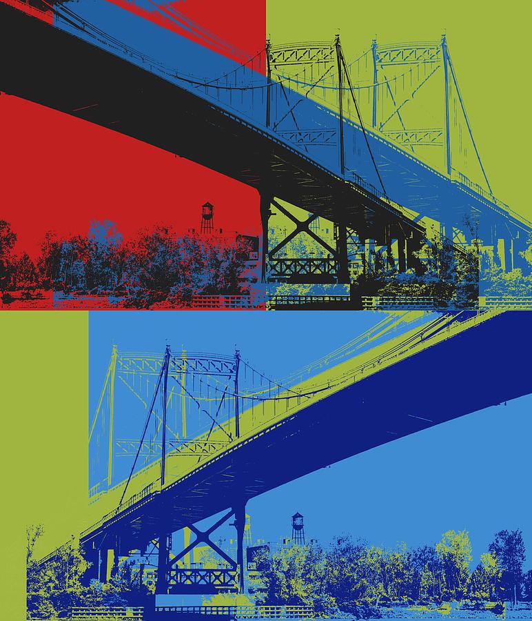 Toledo Bridge Pop Art Digital Art by Dan Sproul
