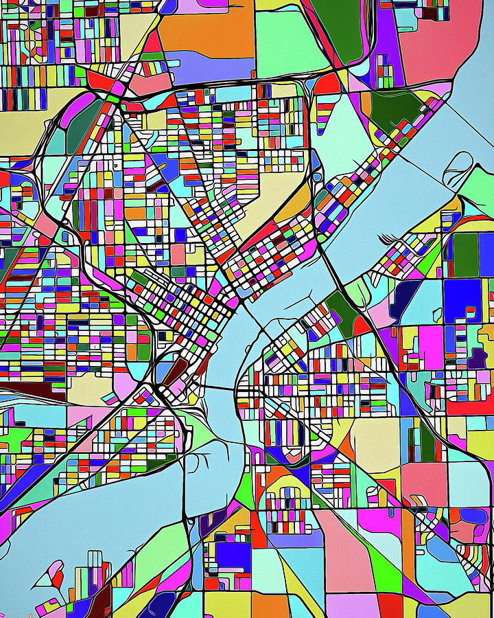 Toledo Ohio Color Map Mixed Media by Dan Sproul