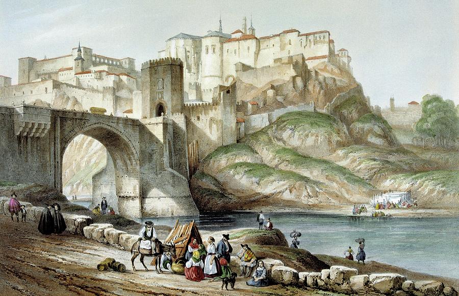 Toledo. Puente De Alcantara. Dibujo De Genaro Perez De Villaamil. Paris 1842 - 1850. Painting by Album